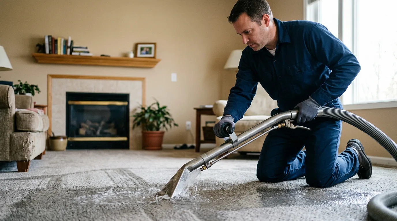 Water damage restoration technician working near Morrison, OK